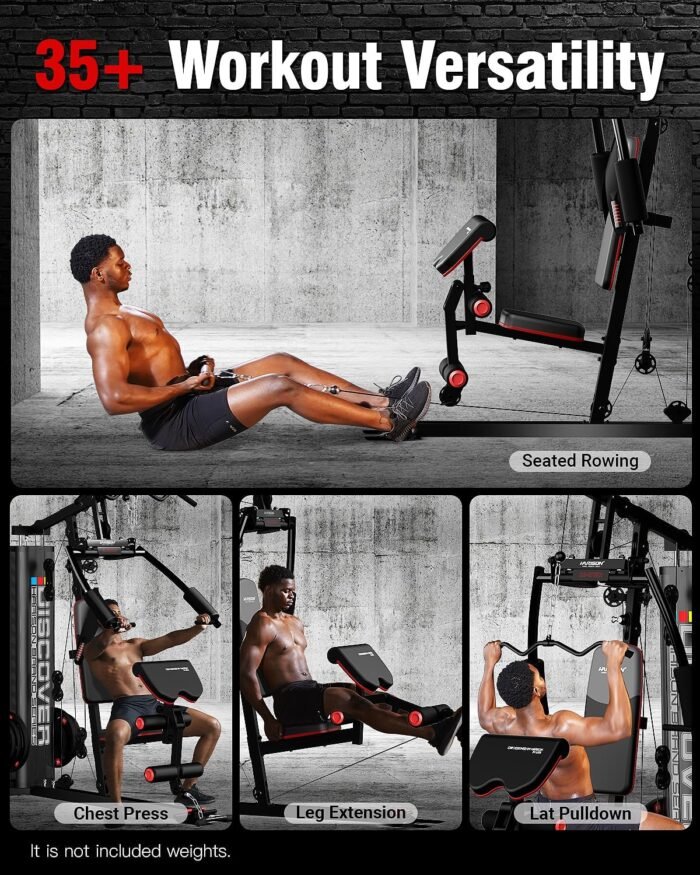 HARISON Home Gym - Full Body Workout Equipment, Exercise Equipment, Fitness Equipment, Multifunctional Home Gym Equipment for Home with Pulley System, Weight Bench, Rowing Machine - Image 3