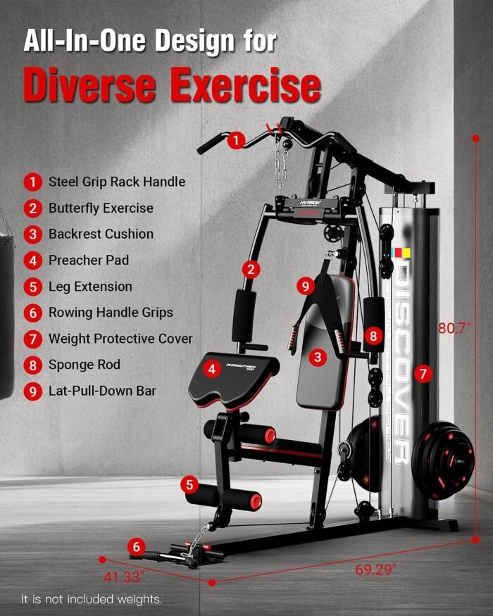 HARISON Home Gym - Full Body Workout Equipment, Exercise Equipment, Fitness Equipment, Multifunctional Home Gym Equipment for Home with Pulley System, Weight Bench, Rowing Machine - Image 7