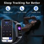 Fitness Tracker with 24/7 Heart Rate Sleep Blood Oxygen Monitor,IP68 Waterproof Smart Watch,1.10''AMOLED Touch Color Screen,Step Counter Health Activity Trackers for Women Men (Dark Black) - Image 4