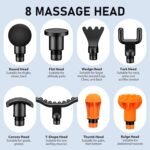 RAEMAO Massage Gun, Handheld Electric Deep Tissue Muscle Massager for Athletes for Pain Relief Attaching 8 Replacement Heads, Percussion Massager with 10 Speeds, Father's Day Gifts, Black - Image 8