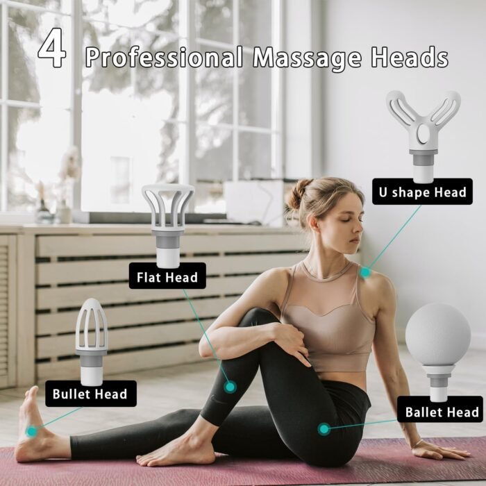 Mini Massage Gun Deep Tissue, Electric Muscle Back Massage Gun, Small Travel Handheld Massagers, Neck Massager for Pain Relief, Care Gifts for Mom/Dad/Men/Women, White - Image 8