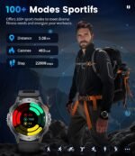 Military Smart Watches for Men(Answer/Make Calls) with LED Flashlight,530mAh Large Battery,1.43’’ AMOLED Fitness Tracker Heart Rate/SpO2/Sleep Monitor 5ATM Smartwatch for Android iOS,100+Sport Modes - Image 8