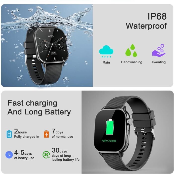 Smart Watch for Men(Answer/Make Calls), 1.85'' AMOLED HD Always On Display, Smartwatch with Calories/Heart Rate/Sleep Monitor, 100+ Sports Modes Fitness Tracker, IP68 Waterproof Pedometer, Black - Image 6