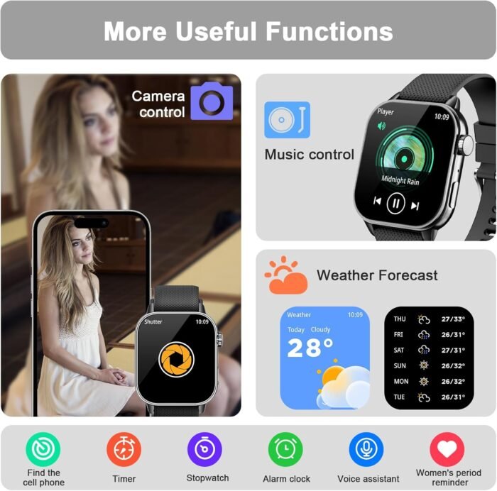 Smart Watch for Men(Answer/Make Calls), 1.85'' AMOLED HD Always On Display, Smartwatch with Calories/Heart Rate/Sleep Monitor, 100+ Sports Modes Fitness Tracker, IP68 Waterproof Pedometer, Black - Image 9