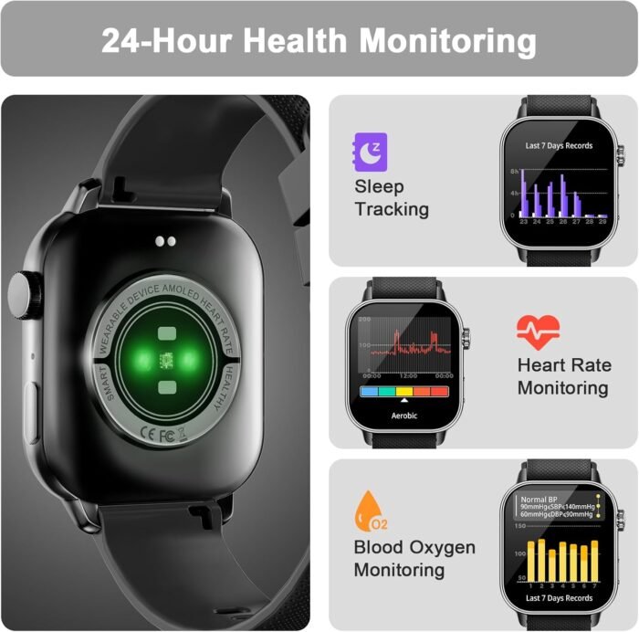 Smart Watch for Men(Answer/Make Calls), 1.85'' AMOLED HD Always On Display, Smartwatch with Calories/Heart Rate/Sleep Monitor, 100+ Sports Modes Fitness Tracker, IP68 Waterproof Pedometer, Black - Image 8