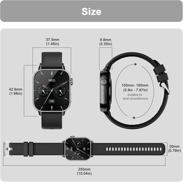 Smart Watch for Men(Answer/Make Calls), 1.85'' AMOLED HD Always On Display, Smartwatch with Calories/Heart Rate/Sleep Monitor, 100+ Sports Modes Fitness Tracker, IP68 Waterproof Pedometer, Black - Image 10