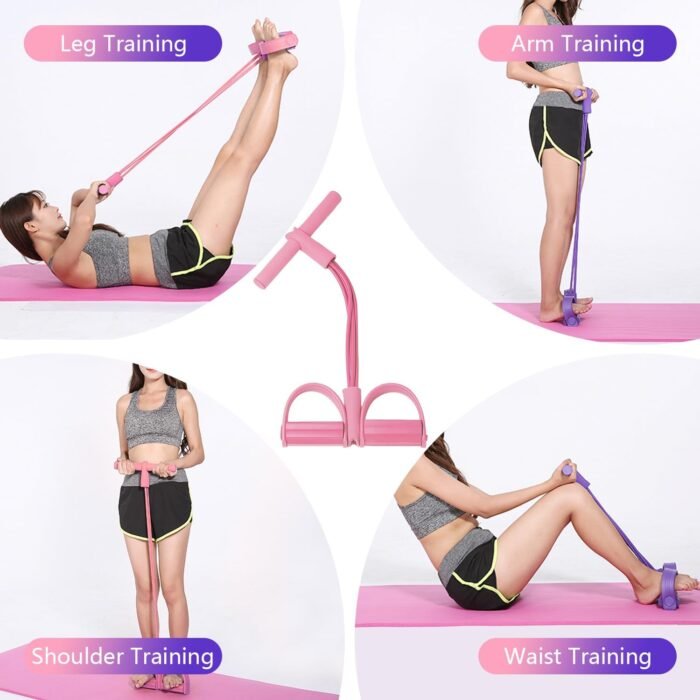21 Fitness Resistance Bands-4 Tube Pedal Ankle Puller,2025 Upgrade Stretch Bands for Exercise,AB Training Auxiliary Device,Pedal Resistance Band with Handle for Women Men - Image 6