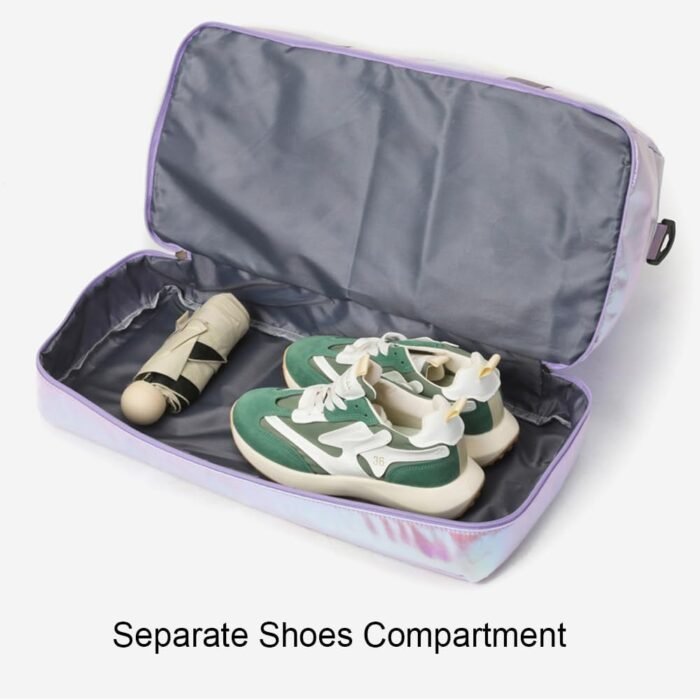 Holographic Shimmering Gym Duffle Bag with Shoes Compartment & Wet Pocket, Women Weekend Overnight Travel Bag Gymnastic Dance Bag for Girl (blue) - Image 6