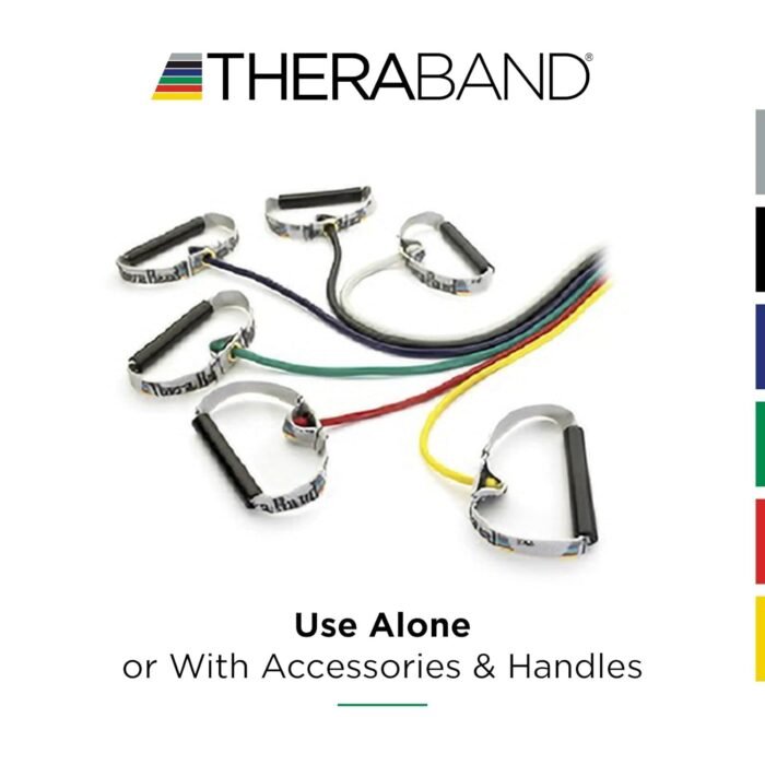 THERABAND Resistance Tubes, Professional Latex Elastic Tubing with Soft Handles For Physical Therapy, Lower Pilates, At-Home Workouts, and Rehab, 50 Inch, Silver, Super Heavy, Advanced Level 2 - Image 7