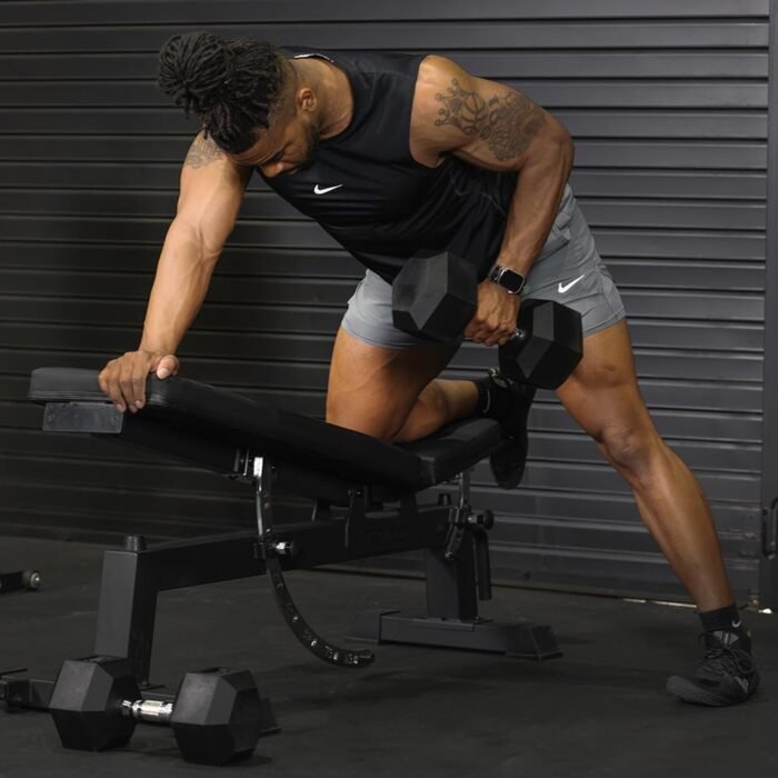 Titan Fitness 20 LB Pair Rubber Coated Hex Dumbbells, Roll-Resistant Hexagonal Free Weights, Chrome-Coated Handles with Knurling, Strength Training Equipment - Image 5