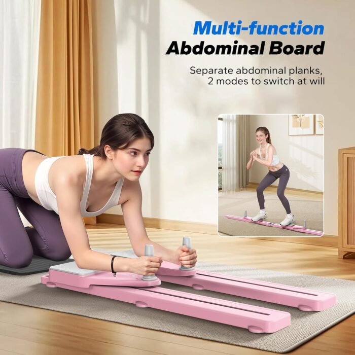 MERACH Pilates Board, Multifunctional Abdominal Plate, Detachable Ab Trainer Machine with Anti-Slip and Quiet Design, Portable Pilates Reformer for Core Workouts, Home Gym Equipment for Women (Pink) - Image 3