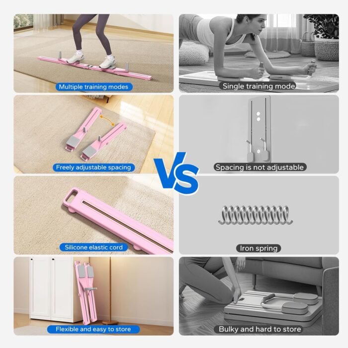 MERACH Pilates Board, Multifunctional Abdominal Plate, Detachable Ab Trainer Machine with Anti-Slip and Quiet Design, Portable Pilates Reformer for Core Workouts, Home Gym Equipment for Women (Pink) - Image 6