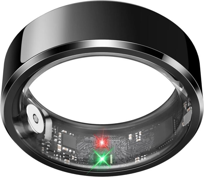 Health Smart Ring for Men Women, Fitness Tracker with Heart Rate/Blood Pressure/Blood Oxygen Monitor,Sleep Tracker,Pedometer, IP68 Waterproof Ring for iPhone&Android, No Subscription (Black, Size9） - Image 2