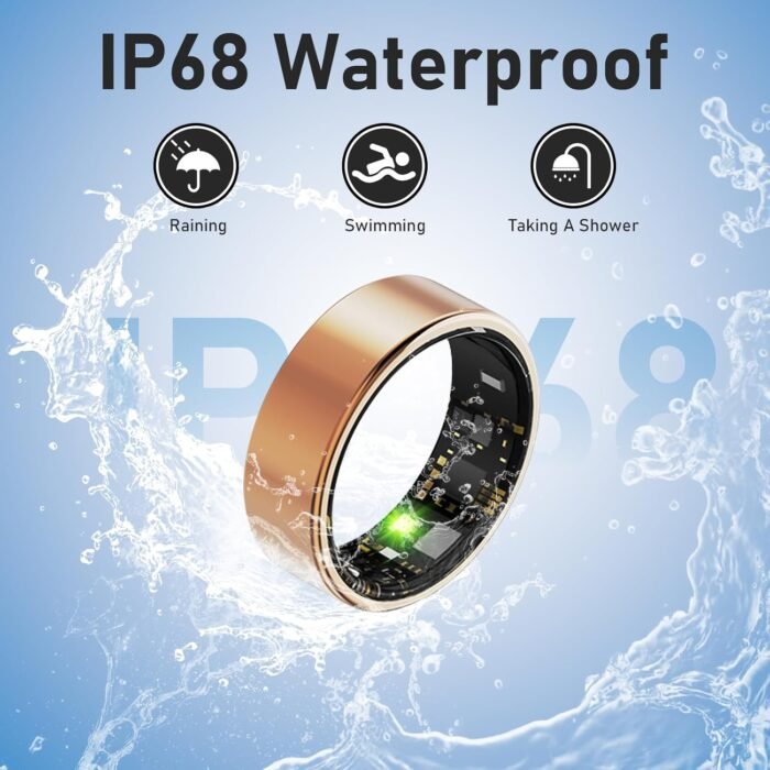 Smart Ring for Women & Men | IP68 Waterproof Fitness Tracker |Sleep Tracking Heart Rate Blood Oxygen Healthy Monitor Monitor | Activity/Steps/Calories | for iOS & Android (Gold, 9#) - Image 5