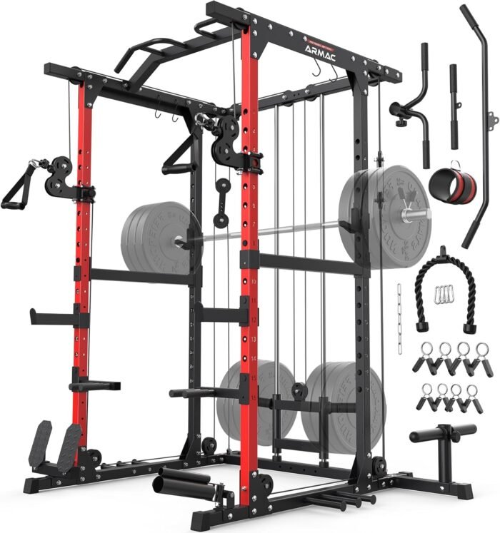ARMAC Power Cage,Power Rack with LAT Pulldown,Multi-Function Training Attachments for Home Gym Fitnees Equipment,1500LBS - Image 2