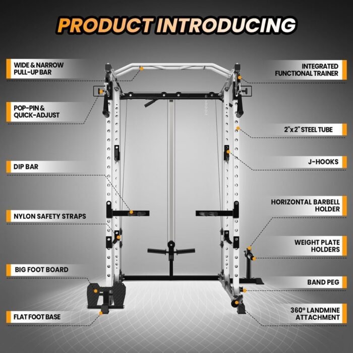 Power Cage, Multi-Function Workout Cage With Cable Cross-Over System, Squat Rack Home Gym With LAT Pull Down System, Strength Training Power Rack - Image 3