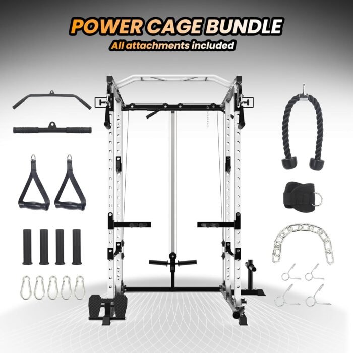 Power Cage, Multi-Function Workout Cage With Cable Cross-Over System, Squat Rack Home Gym With LAT Pull Down System, Strength Training Power Rack - Image 6