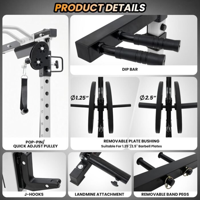 Power Cage, Multi-Function Workout Cage With Cable Cross-Over System, Squat Rack Home Gym With LAT Pull Down System, Strength Training Power Rack - Image 7