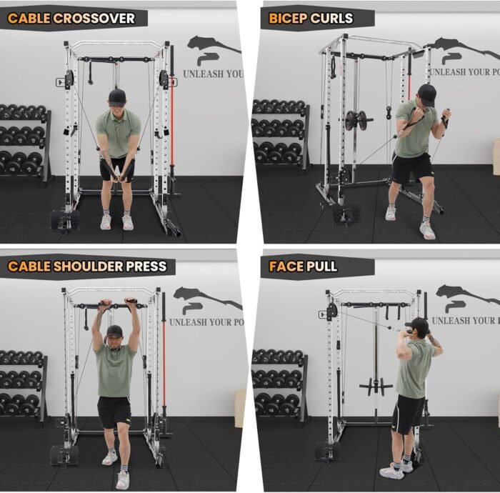 Power Cage, Multi-Function Workout Cage With Cable Cross-Over System, Squat Rack Home Gym With LAT Pull Down System, Strength Training Power Rack - Image 9
