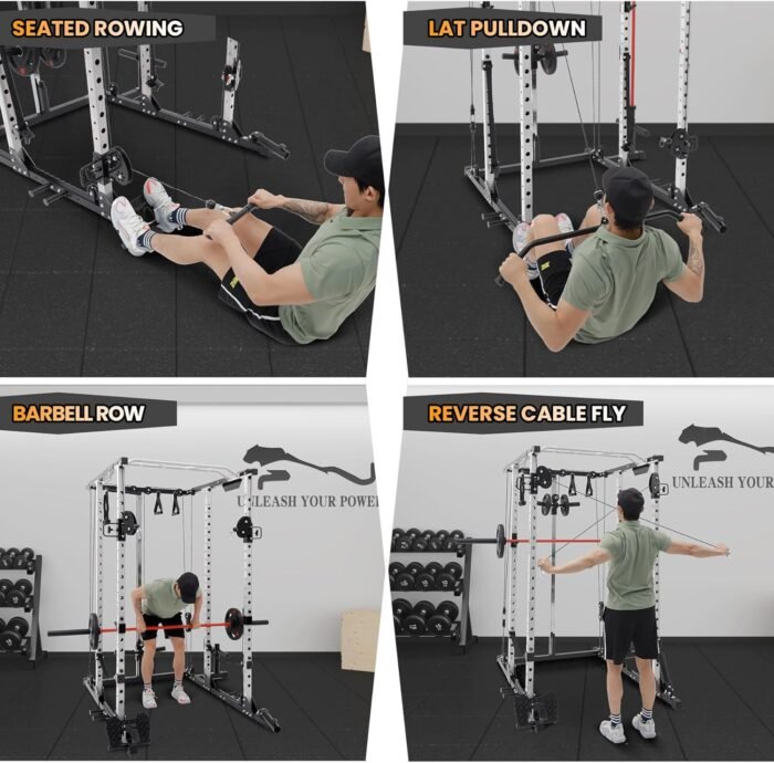 Power Cage, Multi-Function Workout Cage With Cable Cross-Over System, Squat Rack Home Gym With LAT Pull Down System, Strength Training Power Rack - Image 10
