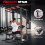 OPPSDECOR Power Cage, 1600lbs Power Rack with Adjustable Cable Pulley System & LAT Pull Down System, Multi-Functional Squat Rack with More Training Attachments, Weight Cage for Home Gym - Image 4