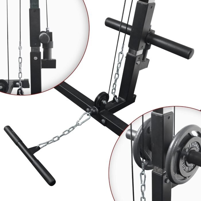 Power Cage 1000-Pound Capacity Exercise Stand Olympic Squat Cage Power Rack with LAT Pull-Down Attachment, Multi-Grip Pull-up Bar and Dip Handle for Men Women Strength Training Home Gym Equipment - Image 6