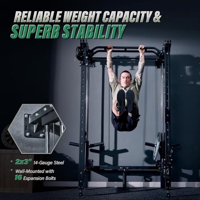 MAJOR FITNESS F35 Folding Power Rack, with Lever Arms, 4-in-1 Home Gym with Cable Pulley System, Multi-Grip Pull-Up Bar, Landmine, 80+ Exercises Space-Saving Gym - Image 6