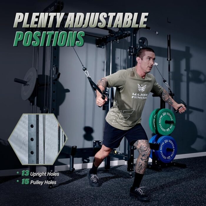 MAJOR FITNESS F35 Folding Power Rack, with Lever Arms, 4-in-1 Home Gym with Cable Pulley System, Multi-Grip Pull-Up Bar, Landmine, 80+ Exercises Space-Saving Gym - Image 8