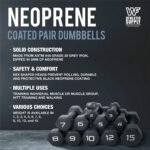 CAPHAUS Black Neoprene Coated Hex Dumbbells, Set of 2 for Home Gym Equipment, Hand Weights Set for Exercise, Workout, Body Building, Weight lost & Strength Training, Size Options Available - Image 7