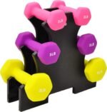 Set of 2 Neoprene Dumbbell Hand Weights, Anti-Slip, Anti-roll, Hex Shape Colorful (Set with Rack: 20-Pound, 3 Pairs) - Image 2