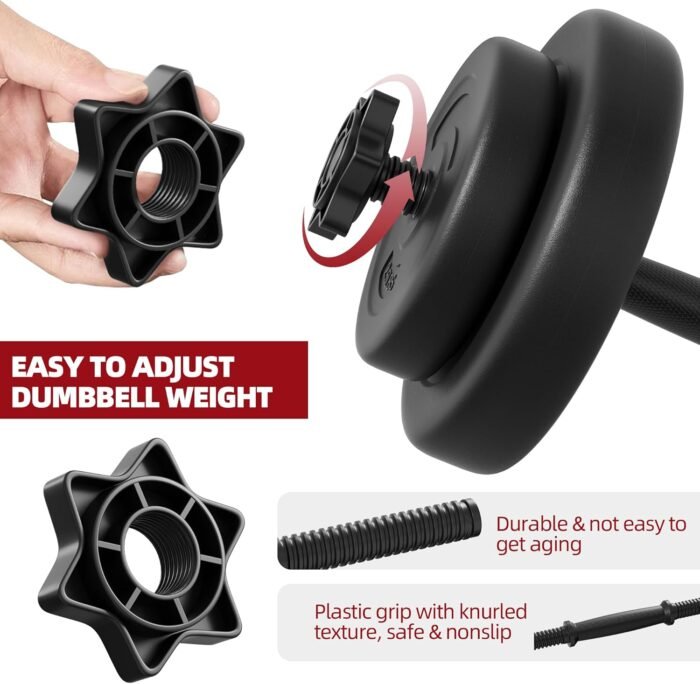 Adjustable Dumbbell Set, 40lbs Free Weights Set for Exercise & Fitness, Vinyl Coated Cement Weights with Collars for Women & Men Home Gym Strength Training - Image 4