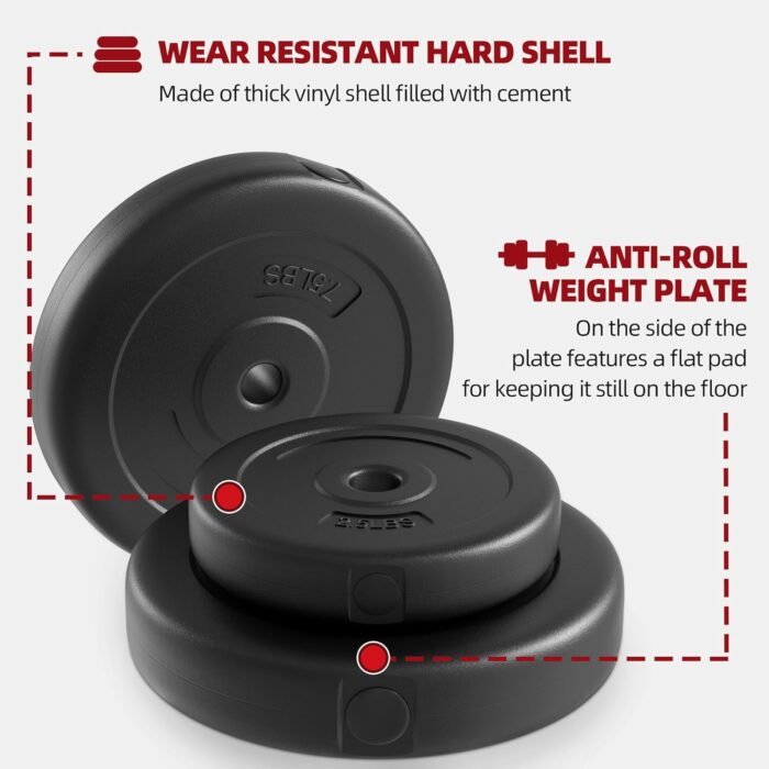 Adjustable Dumbbell Set, 40lbs Free Weights Set for Exercise & Fitness, Vinyl Coated Cement Weights with Collars for Women & Men Home Gym Strength Training - Image 6