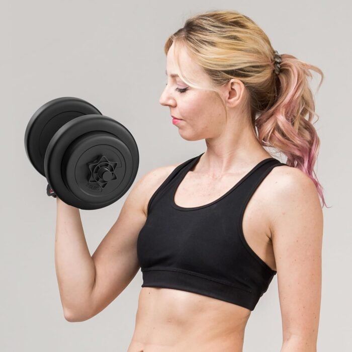 Adjustable Dumbbell Set, 40lbs Free Weights Set for Exercise & Fitness, Vinyl Coated Cement Weights with Collars for Women & Men Home Gym Strength Training - Image 7