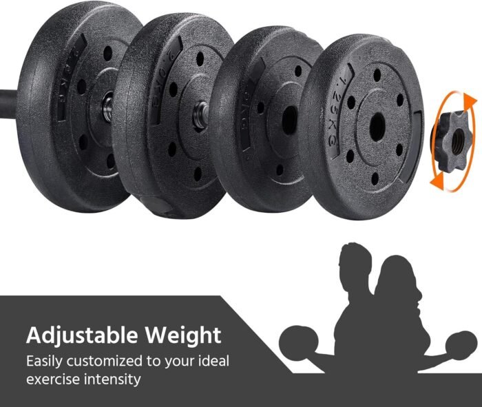 Yaheetech 66LB Weight Dumbbell Set Fitness Adjustable Cap Gym/home Barbell Plates Body Workout for Women and Men Strength Training - Image 7