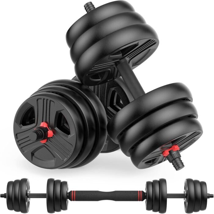 Adjustable Dumbbells Set, 20/30/40/60/80lbs Free Weight Set with Connector of 2 Convertible to Barbell, Fitness Exercises for Home Gym Suitable Men/Women - Image 10