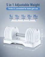 White 25lb Adjustable Dumbbell & Dumbbell Stand Set for Weight Training Fitness Exercise Body Workout - Image 3