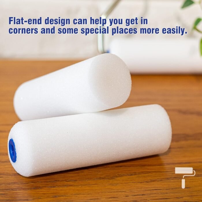 Mister Rui Foam Paint Roller, Sponge Paint Roller Sleeve, High Density Foam, for Furniture Painting and Decorating, 4 Inch Head-Rounded Design (110mm), Pack of 10 - Image 3