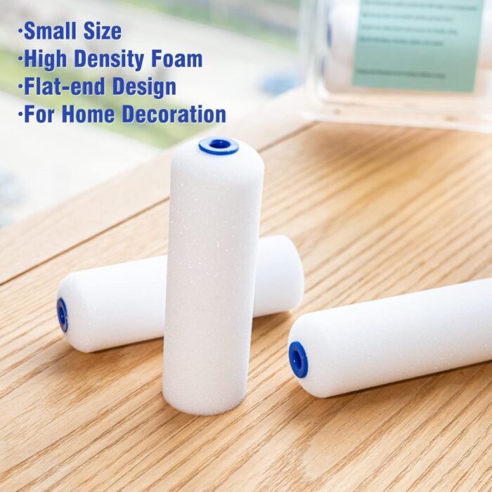 Mister Rui Foam Paint Roller, Sponge Paint Roller Sleeve, High Density Foam, for Furniture Painting and Decorating, 4 Inch Head-Rounded Design (110mm), Pack of 10 - Image 5