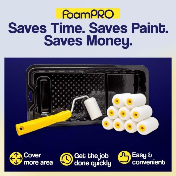 FoamPRO 162 | 2” Fine Finish Paint Roller | Mini Foam Roller (1 Pack) | Foam Paint Roll Cover + Paint Roller Handle | Home Painting Supplies & Paint Tools - Image 6