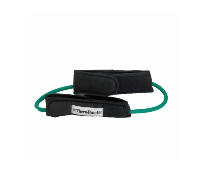 THERABAND Resistance Tubes, Professional Latex Elastic Tubing For Physical Therapy, Lower Pilates, At-Home Workouts, & Rehab, 12 Inch With Padded Cuffs, Green, Heavy, Intermediate Level 1 - Image 2