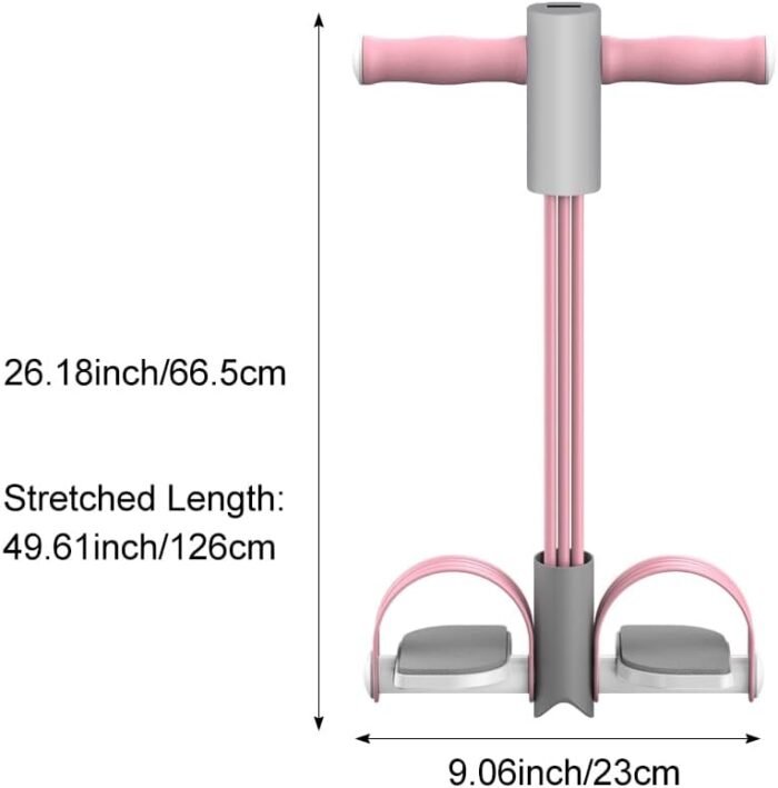 Multifunctional Pedal Puller Resistance Rope, 6 Tube Tension Rope Pull Up Pilate Equipment Yoga Tension Rope Leg Trainer Workout Tool for Full-Body Fitness(Pink) - Image 3