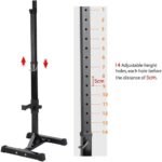 Yaheetech Pair of Adjustable Squat Rack Standard 44-70 Inch Barbell Rack, Solid Steel Squat Stands Bench Press Storage Home Gym Portable Dumbbell Stands - Image 5