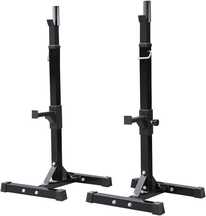 Yaheetech Pair of Adjustable Squat Rack Standard 44-70 Inch Barbell Rack, Solid Steel Squat Stands Bench Press Storage Home Gym Portable Dumbbell Stands - Image 2
