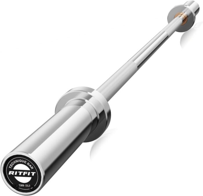 RITFIT Olympic Barbell 4ft/4.8ft/6ft - 2 Inch Weight Bar for Strength Training, Weightlifting, Squat, Deadlift, Bench Press, Curl, Overhead Press - 350lbs/500lbs Capacity 4FT Silver - Image 2