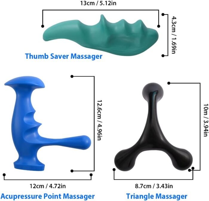 Abnaok Manual Trigger Point Massage Tool and Thumb Saver for Full Body Deep Tissue Massage, with 3-Legged Massage Knobs, Stress Relief - Image 3