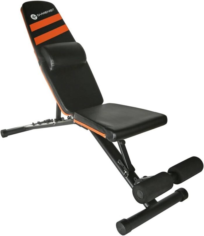 Gymenist Exercise Bench Adjustable Foldable Compact Workout Weight Bench Easy To Carry NO ASSEMBLY NEEDED, Black-Orange (FOLD-110B) - Image 3