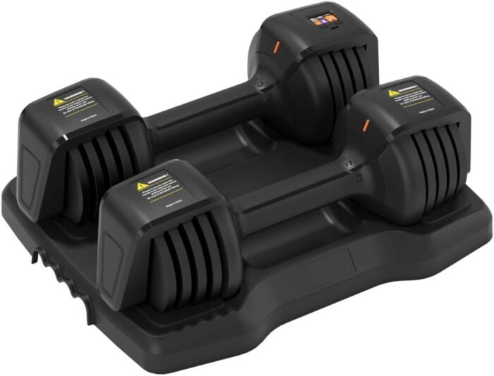 Smart Adjustable Dumbbell Set - Pair with Stand - Quick Adjustment, Secure Grip - Compact Home Gym Training Dumbbells for Men & Women with Voice Reminder & Motion Sensing Functions - 25LB - Image 2