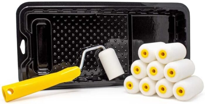Foampro 2” Fine Finish Paint Roller Kit | 1 Plastic Paint Tray, 1 Roller Handle, 10 Foam Rollers | Mini Foam Roller Kit w/Roller Pan | Home Painting Supplies & Paint Tools, 162 (162KIT) - Image 2