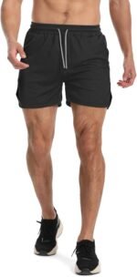 Aolesy Men's Gym Workout Shorts 5" Lightweight Bodybuilding Athletic Shorts Running Training with Zip Pockets & Towel Loop - Image 4