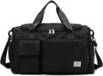 Travel Duffel Tote Bag with Dry Wet Separation Pocket, Weekender Bag for Women and Men,Waterproof Bag with Shoe Compartment Lightweight and Easy Carry on Black - Image 2